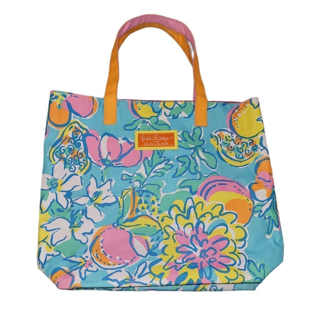 Lilly Pulitzer Estee Lauder Tote Floral Handbag Purse Shoulder Bag beach 16x16